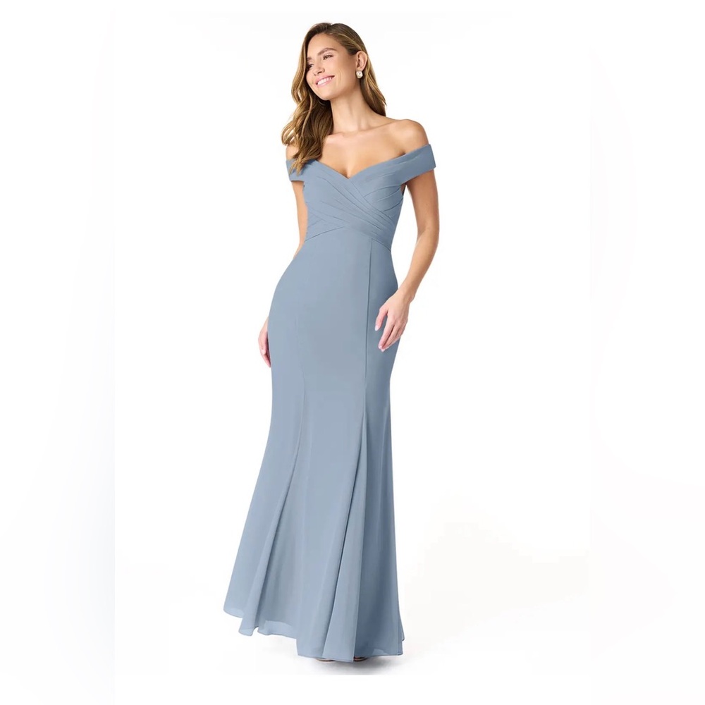 Azazie Lecia Dusty Blue Bridesmaid Dress